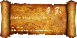 György Zádor névjegykártya